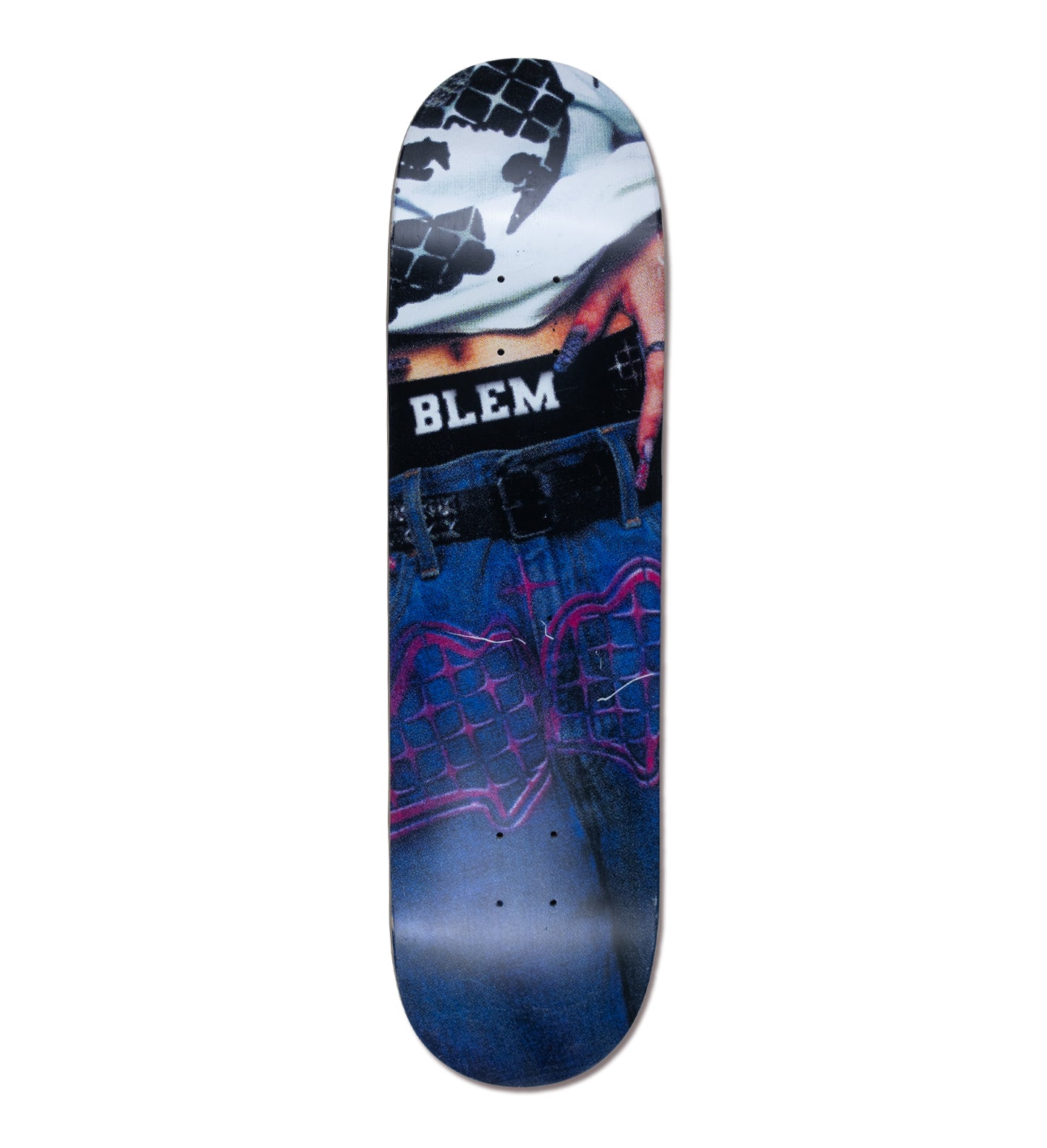 Back view of graphic design skate board deck