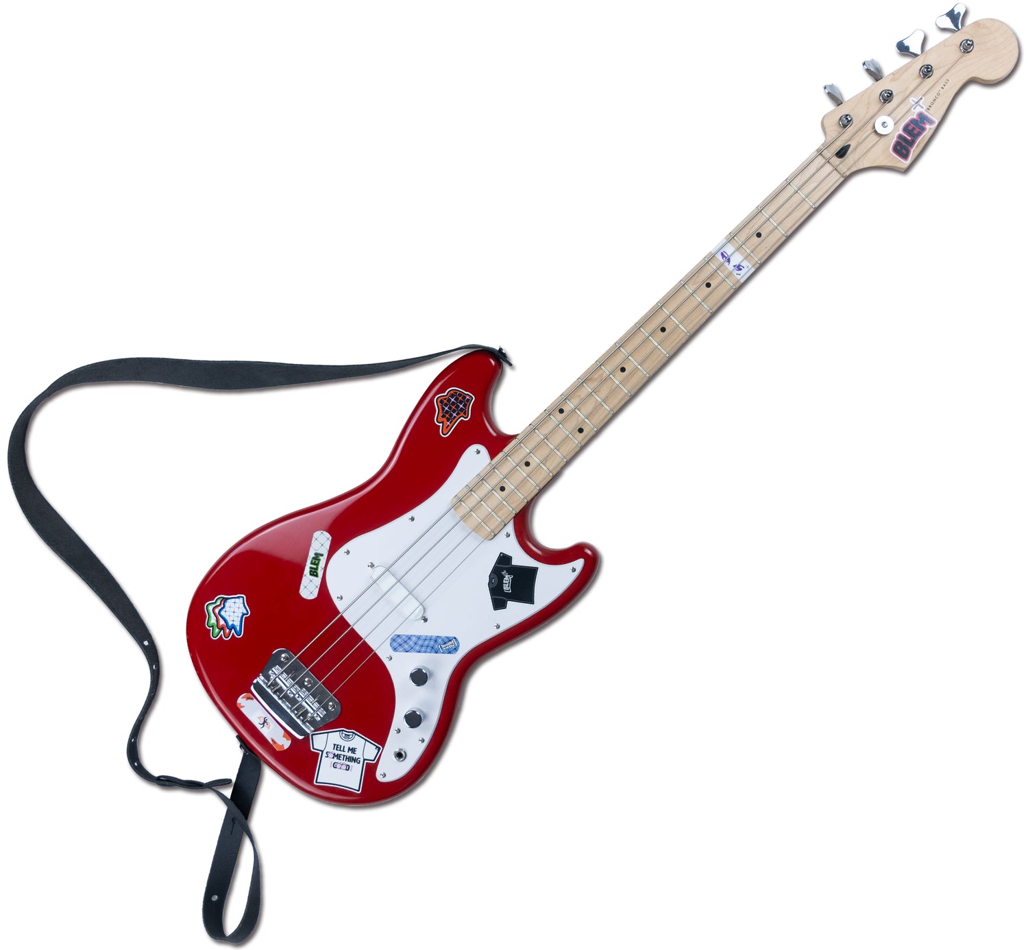 Blem red and bass guitar with stickers white 