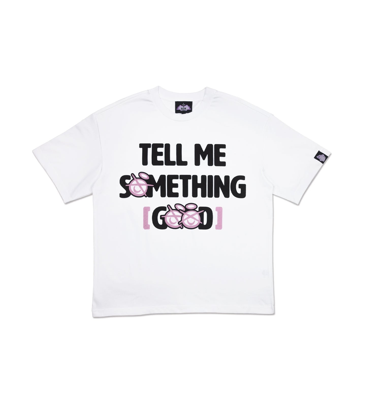 Front view of tell me something good shirt